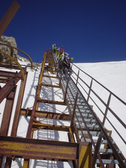 Stairs to the Toule Glacier in Italy 